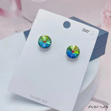 S925 Sterling Silver Multi Faceted 12MM Round Crystal Studs - 8 Options