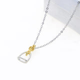 925 Sterling Silver Equestrian Two Tone Gold Plated Stirrup Pendant Necklace