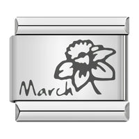 Stainless Steel Month Flower Italian Charm - 12 Options