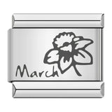 Stainless Steel Month Flower Italian Charm - 12 Options