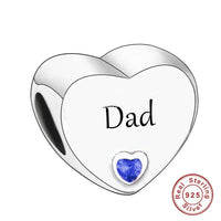 925 Silver Pink CZ Family Heart Charm - 50 Options