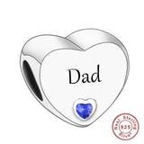 925 Silver Pink CZ Family Heart Charm - 50 Options