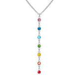 Stainless Steel 7 Colour CZ Necklace - 2 Colours - 2 Designs