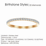 Stainless Steel Birthstone Crystal Eternity Ring - 2 Options