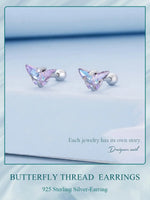 925 Sterling Silver Blues/Purples Butterfly Stud Earrings