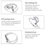 925 Sterling Silver Lotus Flower Adjustable Ring