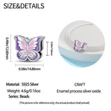 925 Sterling Silver Pinks/Purples Butterfly Slider Charm