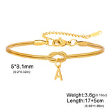 Stainless Steel Initial Love Knot Double Snake Chain Bracelet - 2 Colours - 26 Letters