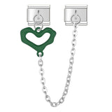 Stainless Steel Heart Chain Italian Charm - 8 Colours