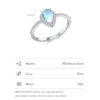 925 Sterling Silver Teardrop Moonstone Ring