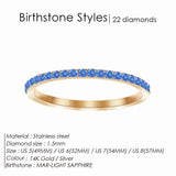 Stainless Steel Birthstone Crystal Eternity Ring - 2 Options