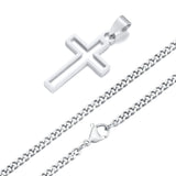 Stainless Steel Hollow Cross Necklace - 4 Lengths - 4 Chain Types - 3 Colours