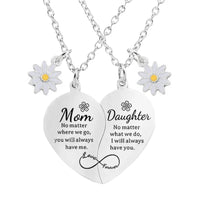 2 PCS Stainless Steel Sisters/Mum/Daughter/Best Friends Daisy Heart Necklaces - 7 Options