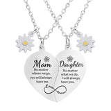 2 PCS Stainless Steel Sisters/Mum/Daughter/Best Friends Daisy Heart Necklaces - 7 Options