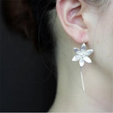 925 Sterling Silver Flower Ear Hook Earrings
