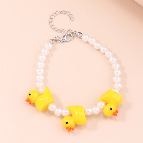 Fashion Imitation Pearl Yellow Duck Bracelet