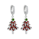 925 Sterling Silver Christmas Hoop Hanging Earrings - 14 Options