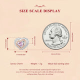 925 Sterling Silver Rose Gold Accent Love Heart Bead Charm