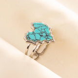 Stainless Steel Turquoise Colour Open Ring - 56 Options