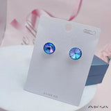 S925 Sterling Silver Multi Faceted 12MM Round Crystal Studs - 8 Options
