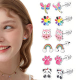 Stainless Steel Screw Back Colourful Earrings - 9 Options