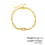 Stainless Steel Love Knot Double Snake Chain Bracelet - 2 Colours
