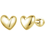 925 Sterling Silver Mini Heart Stud Earrings - 2 Colours