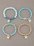 4Pcs Butterfly Beaded Bracelet Set - 7 Colours