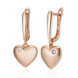 Fashion Rose Gold Colour Heart Drop Earrings