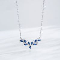 925 Sterling Silver Blue Leaf Pendant Necklace