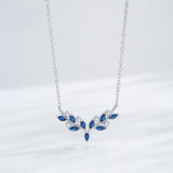 925 Sterling Silver Blue Leaf Pendant Necklace