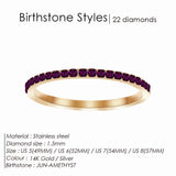 Stainless Steel Birthstone Crystal Eternity Ring - 2 Options