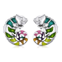 925 Sterling Silver Chameleon Enamel Ring/Earrings/Set