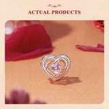 925 Sterling Silver Rose Gold Accent Love Heart Bead Charm