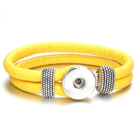 18mm Printed Rope or Plain Leather Snap Bracelet - 41 Options