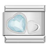 Stainless Steel Two Heart CZ Italian Charm - 9 Options