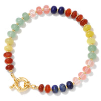 Natural Stone Rondelle Bead Bracelet - 5 Options