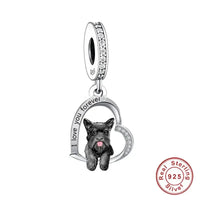925 Silver Love You Forever Dog Hanging Charm - 33 Options