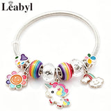 Fashion Cartoon Unicorn Rainbow Sun Flower Charm Bracelet