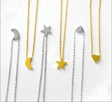 Stainless Steel Simple Small Pendant Necklace - 3 Colours - 10 designs