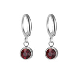 Stainless Steel Birthstone Hoop Earrings - 2 Colours - 12 Options