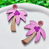 Fashion Acrylic Palm Tree Earrings - 2 Colours