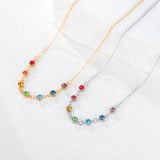 Stainless Steel 7 Colour CZ Necklace - 2 Colours - 2 Designs