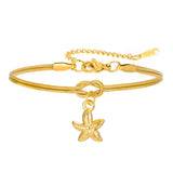 Stainless Steel Sea Themed Love Knot Snake Chain Bracelet - 2 Colours - 3 Options