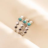 Stainless Steel Turquoise Colour Open Ring - 56 Options