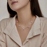 925 Sterling Silver 5 Hearts Studded Necklace - 4 Options
