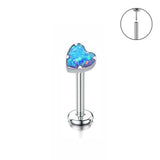 Titanium Heart Opal Body Piercing Stud - 4 Colours - 7 Sizes