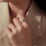 925 Sterling Silver Blue Spinel CZ Ring