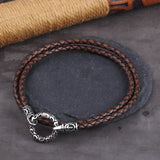 Fashion Stainless Steel/Leather Nordic Style Open Round Clasp Necklace - 3 Lengths