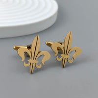 Stainless Steel Fleur De Lys Baroque Cufflinks or Tie Pin - 3 Colours